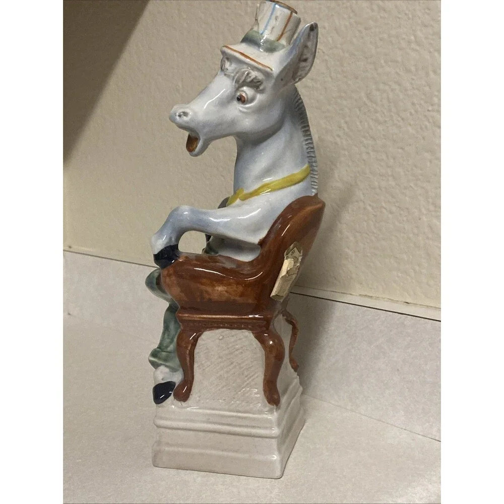 VINTAGE DONKEY WINE DECANTER HAND PAINTED ITALY